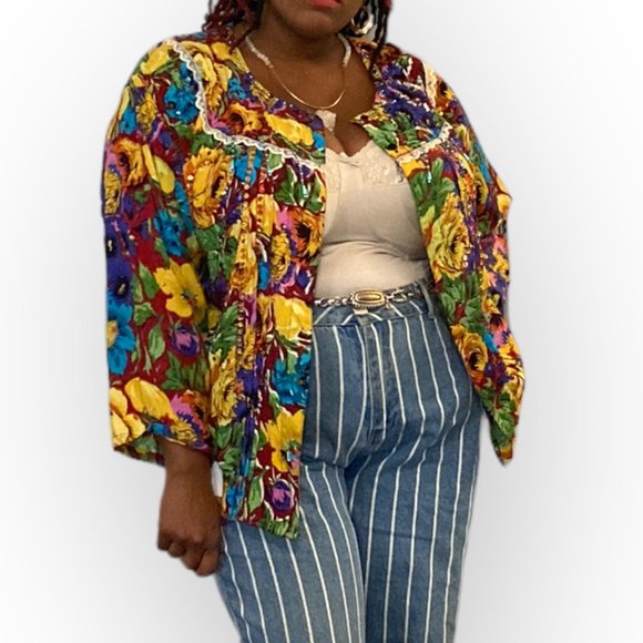 Vibrant Floral Retro Cardigan - Picture 5 of 5